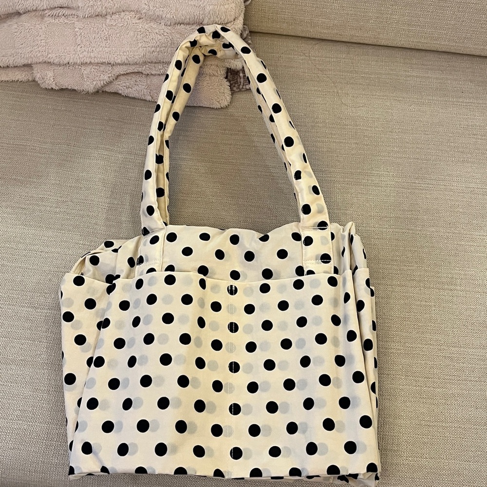 NWT Baggu Small Cloud Carry On Cream Black Polka Dot - Picture 4 of 6